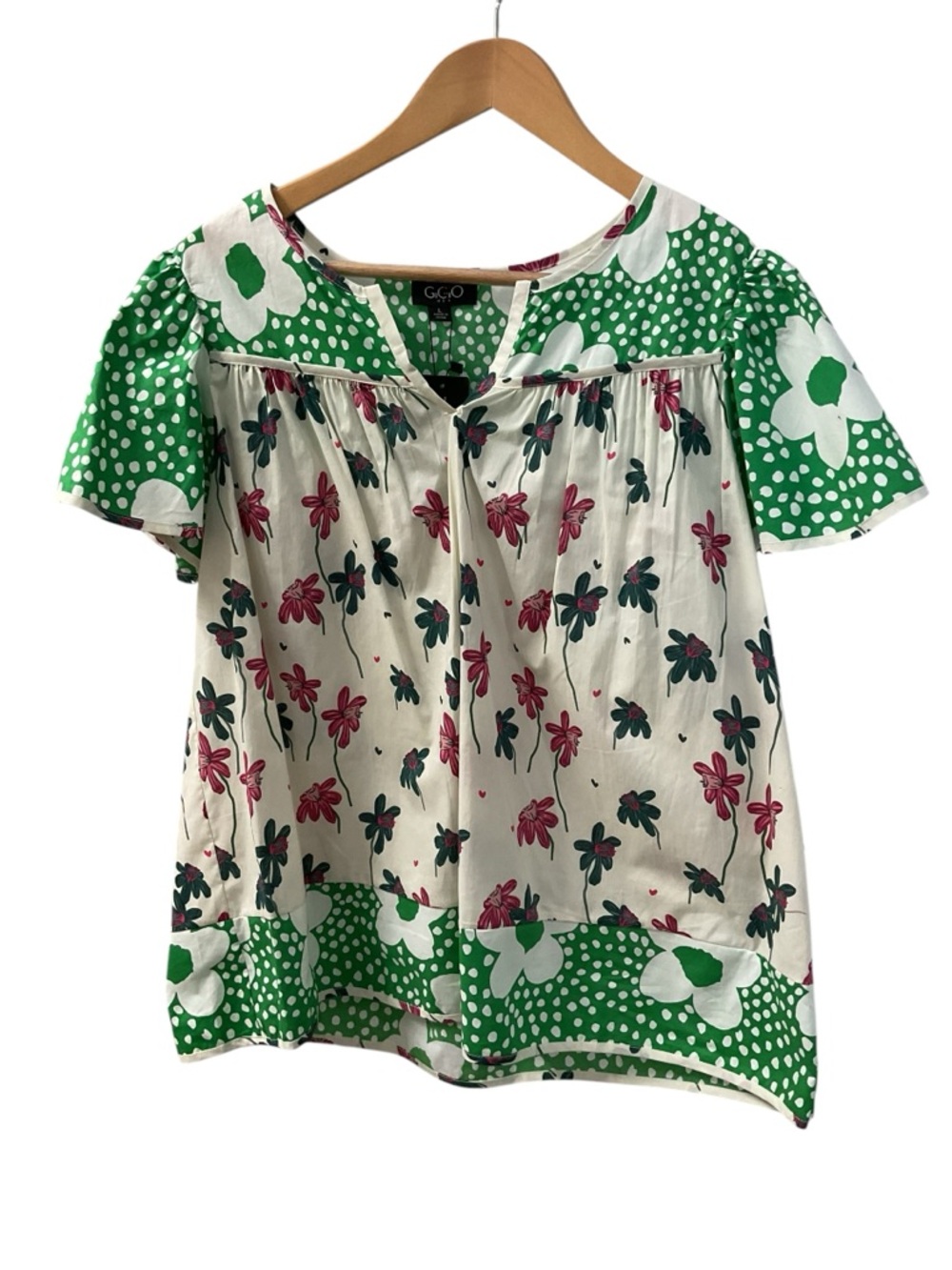 Mixed Print Short Sleeve Top